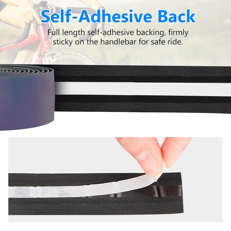 Bumlon Road Bike Handlebar Tape, Bicycle Bar Tape, PU Leather + EVA, Reflective Cycling Handle Grip Wrap - 2 Rolls - Image 5